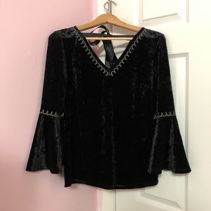 Black Velvet Bow-Back Blouse